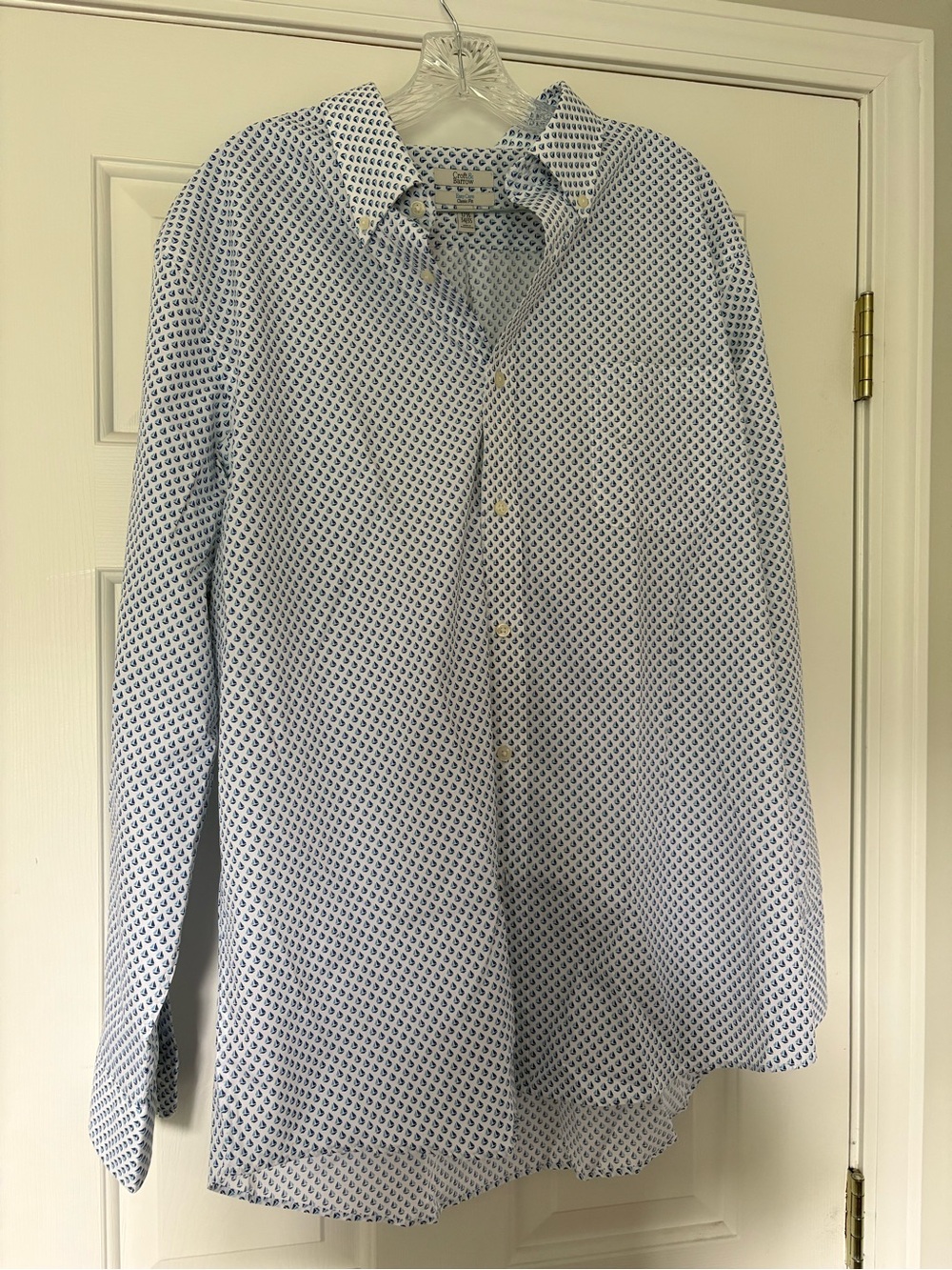 croft & barrow White Button Down Shirt with Navy Sailboat Print